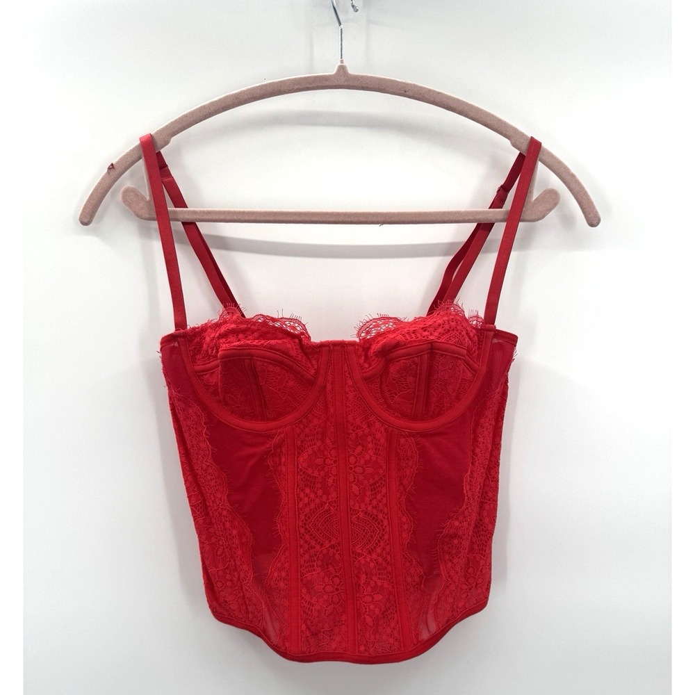Whimsigoth Red Lace Bustier Corset Top Small Costume Sexy Romantic Burlesque